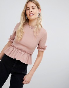 Футболка с оборками New Look - Бежевый