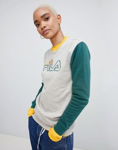 Oversize-свитшот с контрастными рукавами Fila - Серый