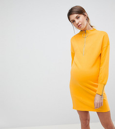 Трикотажное платье для кормящих мам с молнией ASOS MATERNITY - Желтый