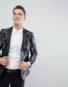 Блейзер скинни с фактурным принтом металлик Moss London - Черный