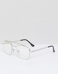 Серебристые очки-авиаторы с прозрачными стеклами Jeepers Peepers - Золотой