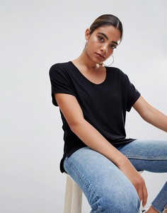 Черная футболка с драпированными рукавами летучая мышь ASOS DESIGN - Черный