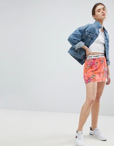 Юбка с цветочным принтом и фирменным поясом Tommy Jeans - Розовый