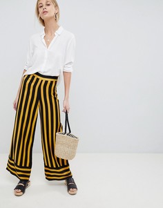Мягкие брюки в полоску с широкими штанинами ASOS DESIGN tailored - Мульти