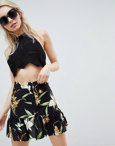 Мини-юбка с тропическим принтом и оборкой на подоле ASOS DESIGN - Мульти