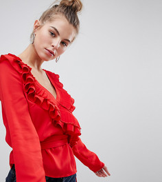 Топ с оборками и завязкой сбоку Boohoo - Красный