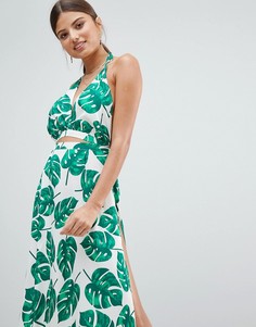 Пляжное платье с принтом листьев Boohoo - Мульти