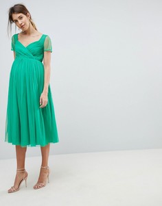 Платье миди из тюля с прозрачными рукавами ASOS MATERNITY - Зеленый