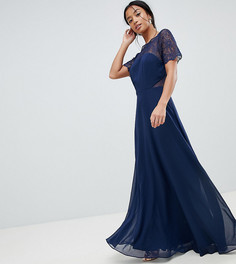 Платье макси с кружевной вставкой ASOS DESIGN Petite - Темно-синий