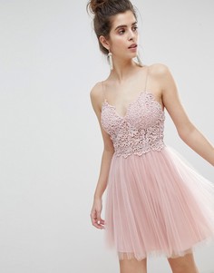 Платье мини с кружевом на топе ASOS DESIGN - Розовый