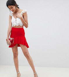 Мини-юбка с асимметричным подолом и оборкой ASOS DESIGN Tall - Красный