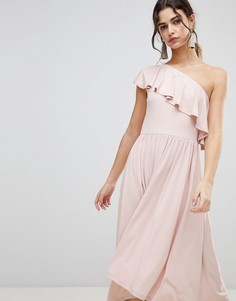 Платье миди на одно плечо ASOS DESIGN - Розовый