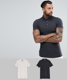 2 облегающие футболки-поло ASOS DESIGN - СКИДКА - Мульти