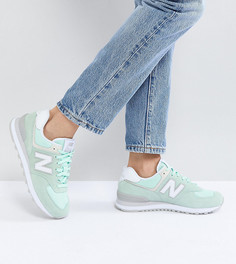 Замшевые кроссовки New Balance 574 - Зеленый