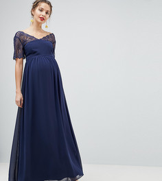 Платье макси с кружевом ASOS DESIGN Maternity - Темно-синий