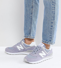 Сиреневые замшевые кроссовки New Balance 574 - Фиолетовый