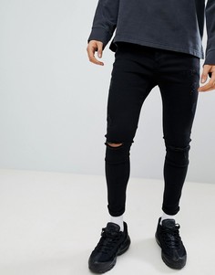 Черные обтягивающие джинсы с потертостями Kings Will Dream - Черный