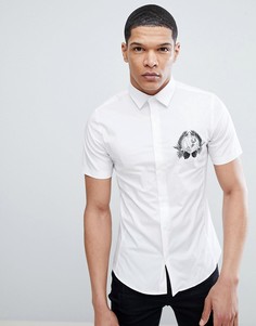 Белая рубашка классического кроя с логотипом-тигром Versace Jeans - Белый