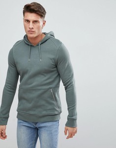 Худи цвета хаки с молниями River Island - Зеленый