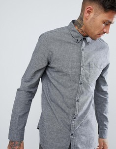 Оксфордская рубашка из серого меланжа New Look - Черный