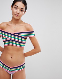Разноцветные плавки бикини с заниженной талией и декоративной строчкой River Island - Фиолетовый
