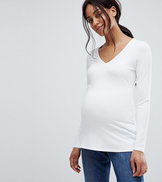 Лонгслив с V-образным вырезом ASOS DESIGN Maternity Ultimate - Белый