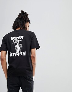 Черная футболка с принтом на спине Fairplay Sippin - Черный