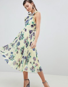 Плиссированное платье миди с цветочным принтом ASOS DESIGN - Мульти