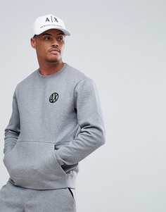 Серый свитшот с круглым вырезом и логотипом Armani Exchange - Серый
