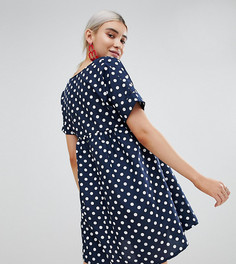 Свободное платье в горошек PrettyLittleThing - Темно-синий