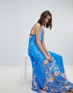 Платье макси с глубоким вырезом на спине Free People Embrace It - Синий