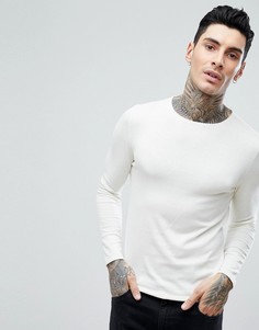 Джемпер из 100% хлопка с отворотом Jack &amp; Jones Premium - Кремовый