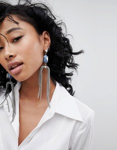 Броские серьги с кисточками и искусственными камнями ASOS DESIGN - Серебряный