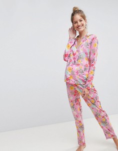 Пижамный комплект с рубашкой и брюками из 100% модала с цветочным принтом ASOS MATERNITY - Мульти