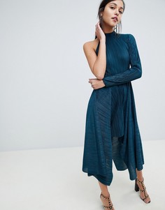 Асимметричное плиссированное платье с одним рукавом ASOS DESIGN - Зеленый