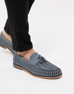 Синие кожаные лоферы с кисточками River Island - Синий