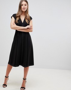 Приталенное платье миди со свободной юбкой ASOS DESIGN - Черный