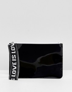 Лакированный кошелек на молнии Monki - Черный