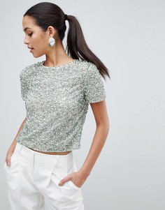 Футболка с пайетками ASOS DESIGN - Зеленый