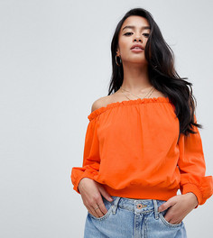 Свитшот с открытыми плечами и оборкой ASOS DESIGN Petite - Красный