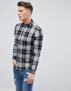 Серая рубашка скинни в клетку ASOS DESIGN - Серый