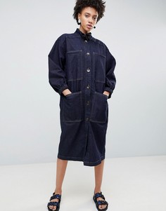 Платье с пышными рукавами ASOS WHITE - Синий
