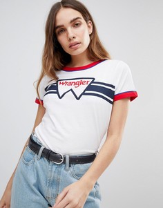 Футболка с полосками и логотипом Wrangler - Белый