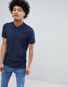 Темно-синее меланжевое поло из ткани пике Tommy Jeans - Темно-синий