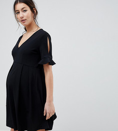 Свободное платье мини с оборкой на манжетах ASOS DESIGN Maternity - Черный
