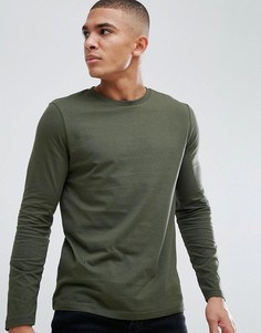 Зеленый лонгслив с круглым вырезом ASOS DESIGN - Зеленый