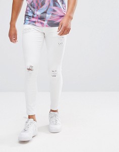 Белые обтягивающие джинсы с рваной отделкой 11 Degrees - Белый