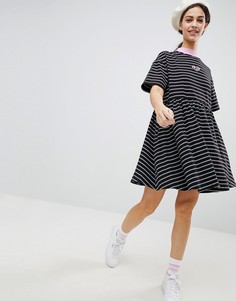 Свободное oversize-платье в полоску Lazy Oaf - Черный