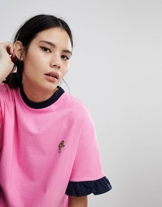 Oversize-футболка с нашивкой Lazy Oaf - Розовый