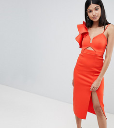 Облегающее платье на одно плечо с оборкой ASOS DESIGN Tall - Красный